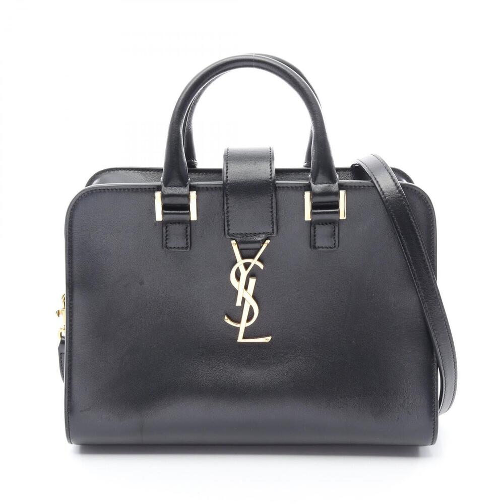 Saint Laurent Paris YSL Baby Monogram Cabas Handbag Leather Black